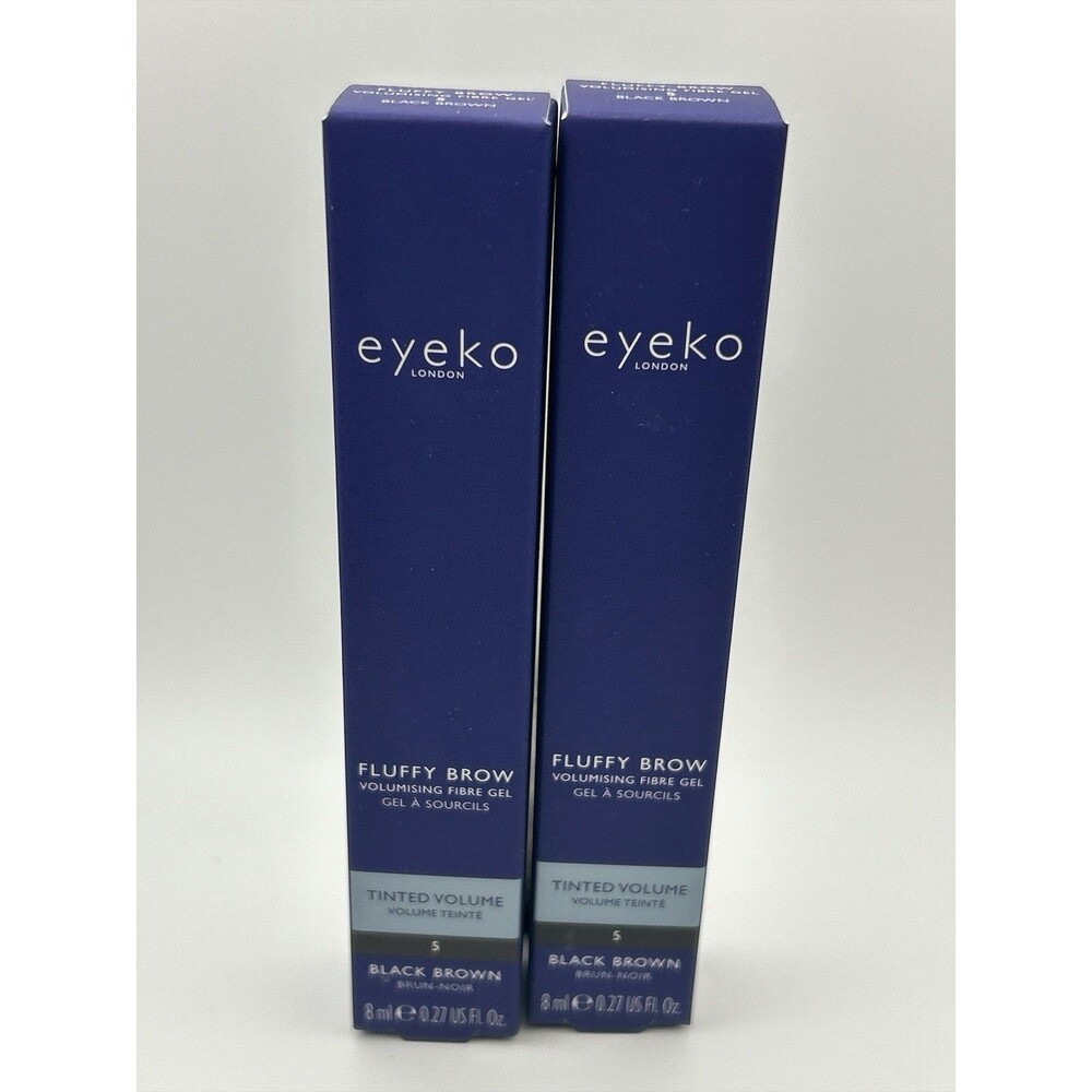 2 Eyeko London Fluffy Brow Volumising Fibre Gel – Black Brown 5 (8ml each)